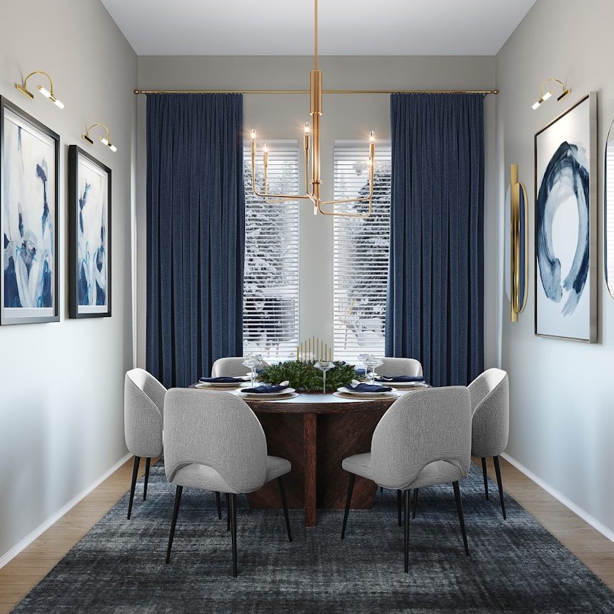 Private dining room with chandelier
