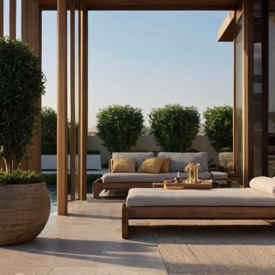 Outdoor furniture, lounges, dining areas, and poolside retreats to blur the lines between inside and outside.